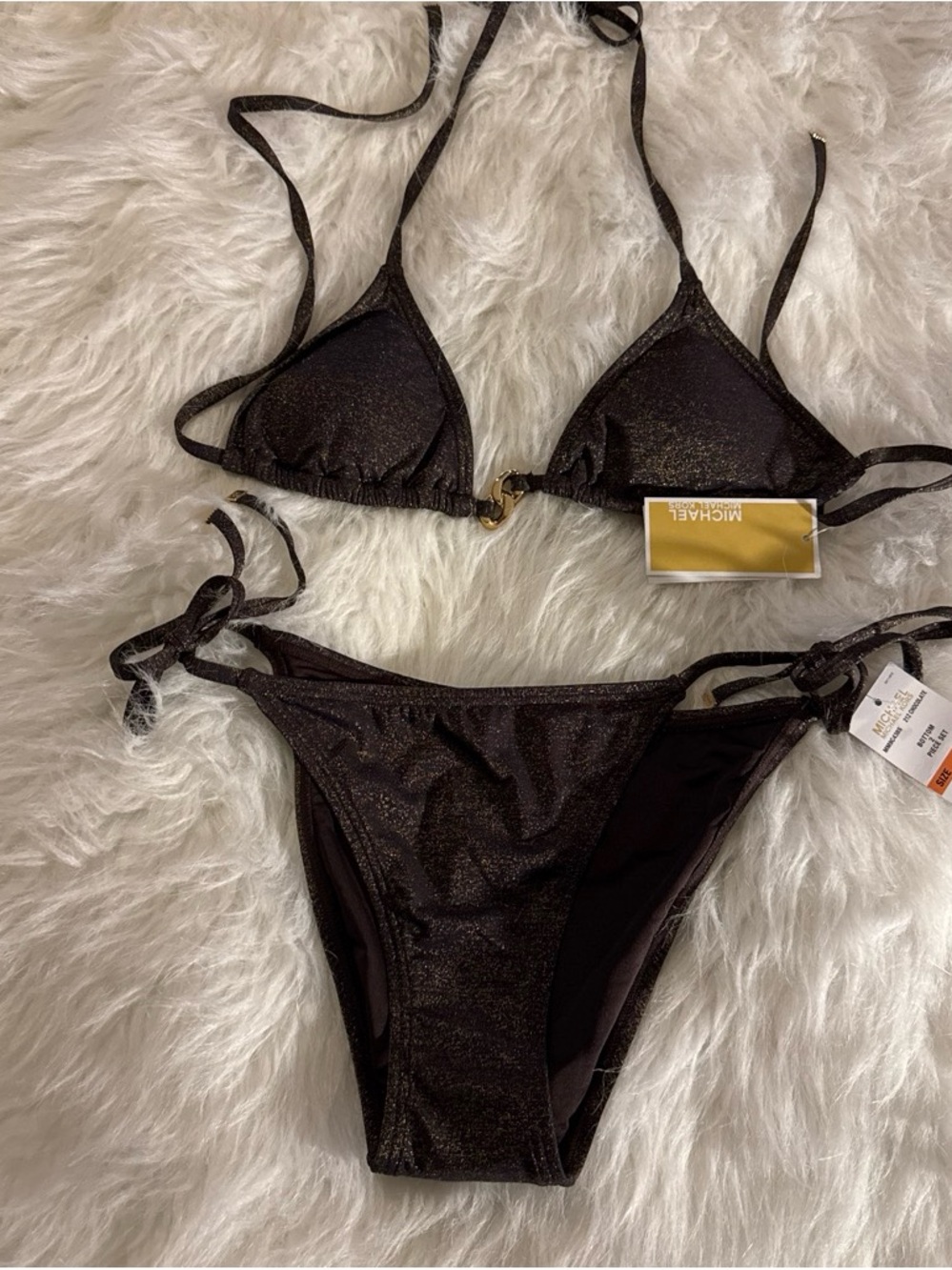 Michael Kors Metallic Black Triangle Bikini